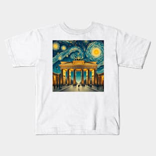 Berlin, Germany, in the style of Vincent van Gogh's Starry Night Kids T-Shirt